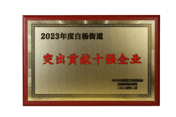 2023年度白杨街道突出贡献十强企业